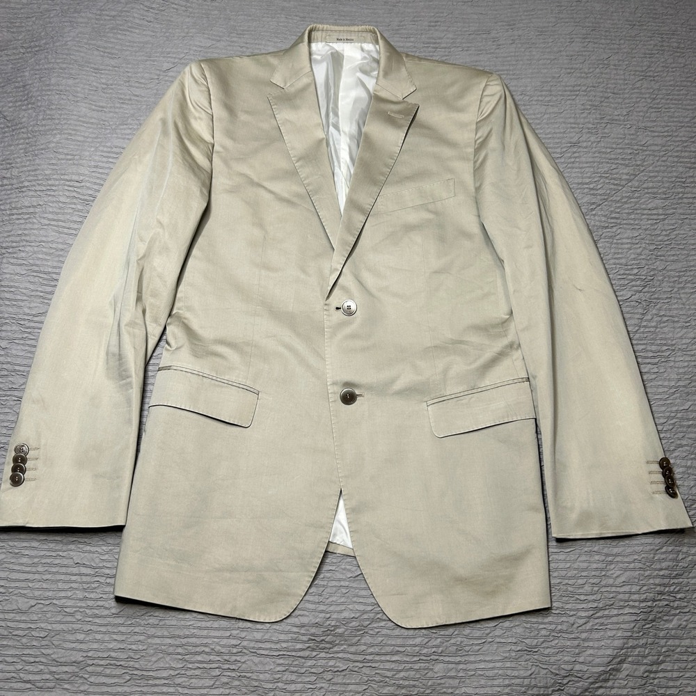 Zegna Mens 38R Beige Cotton Silk 2-Button Blazer Jacket 280CG4 Double Vent